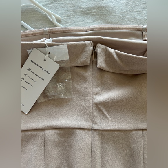 Elegant Tan Jumpsuit with Sexy Leg Slit - Picture 10 of 12